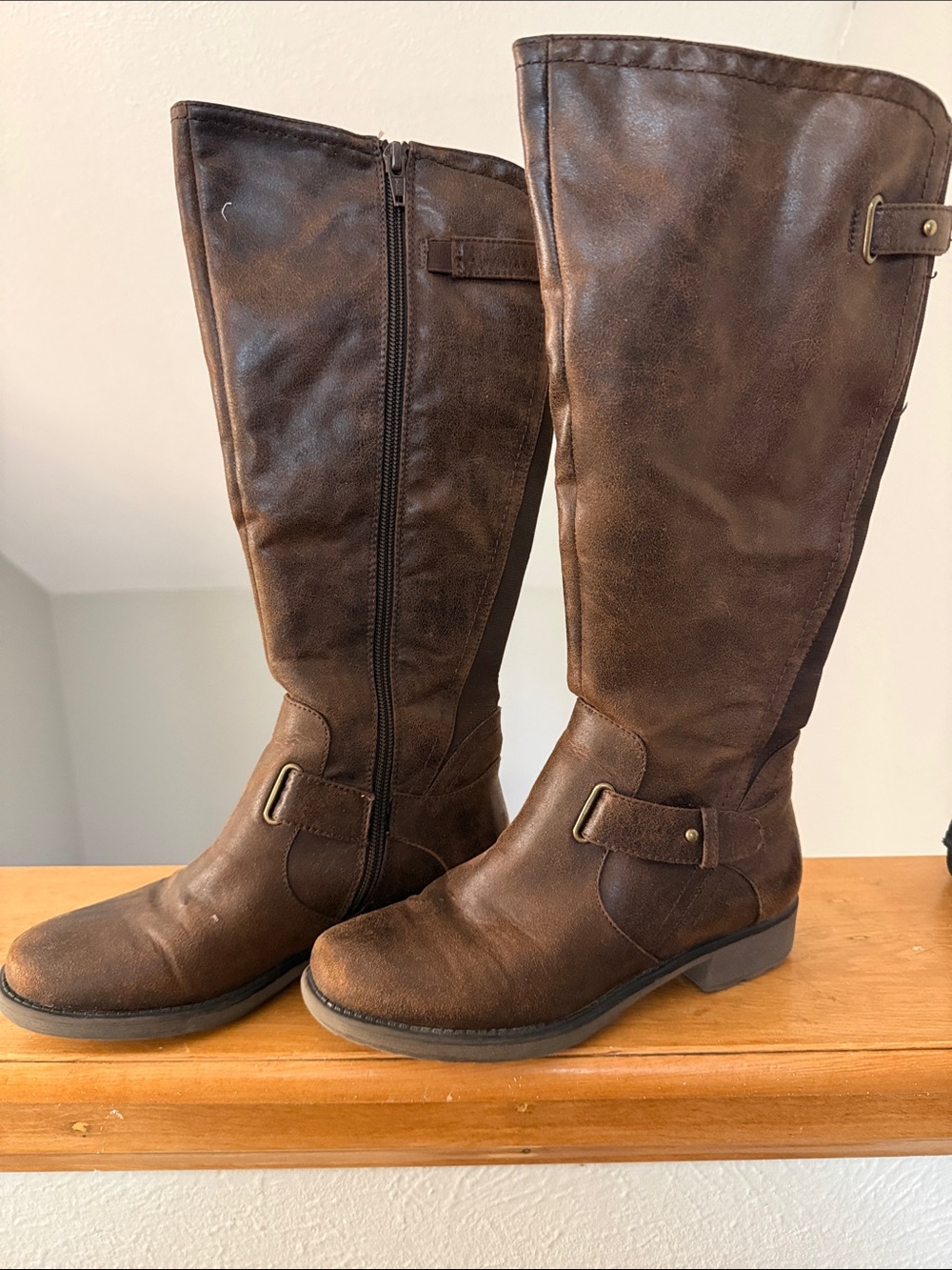 BareTraps Dark Brown Over-the-Knee Buckle Riding Boots